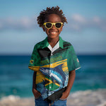 Personalized Afro-Jamaicans Fishing Kid Hawaiian Shirt Blue Marlin Fish