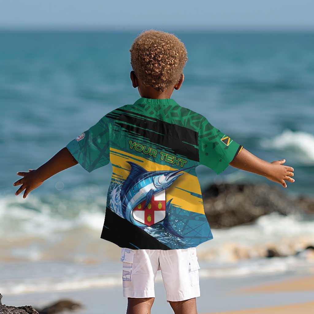 Personalized Afro-Jamaicans Fishing Kid Hawaiian Shirt Blue Marlin Fish