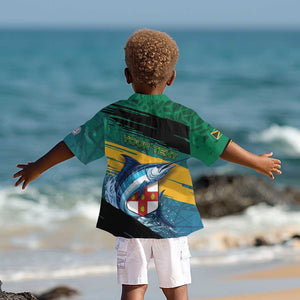 Personalized Afro-Jamaicans Fishing Kid Hawaiian Shirt Blue Marlin Fish