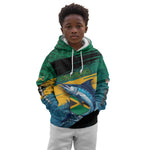 Personalized Afro-Jamaicans Fishing Kid Hoodie Blue Marlin Fish