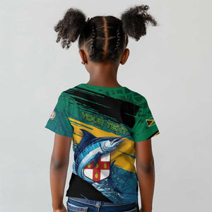 Personalized Afro-Jamaicans Fishing Kid T shirt Blue Marlin Fish
