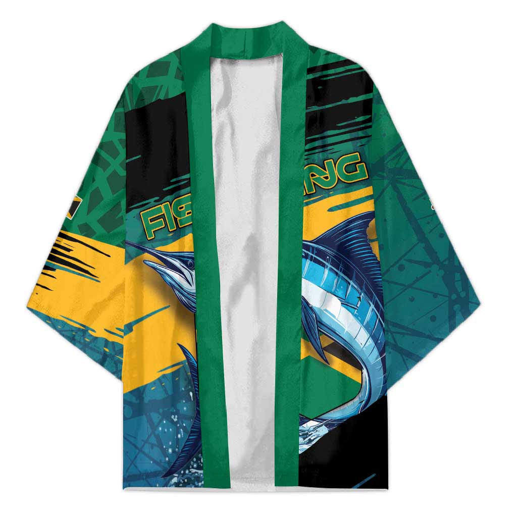 Personalized Afro-Jamaicans Fishing Kimono Blue Marlin Fish