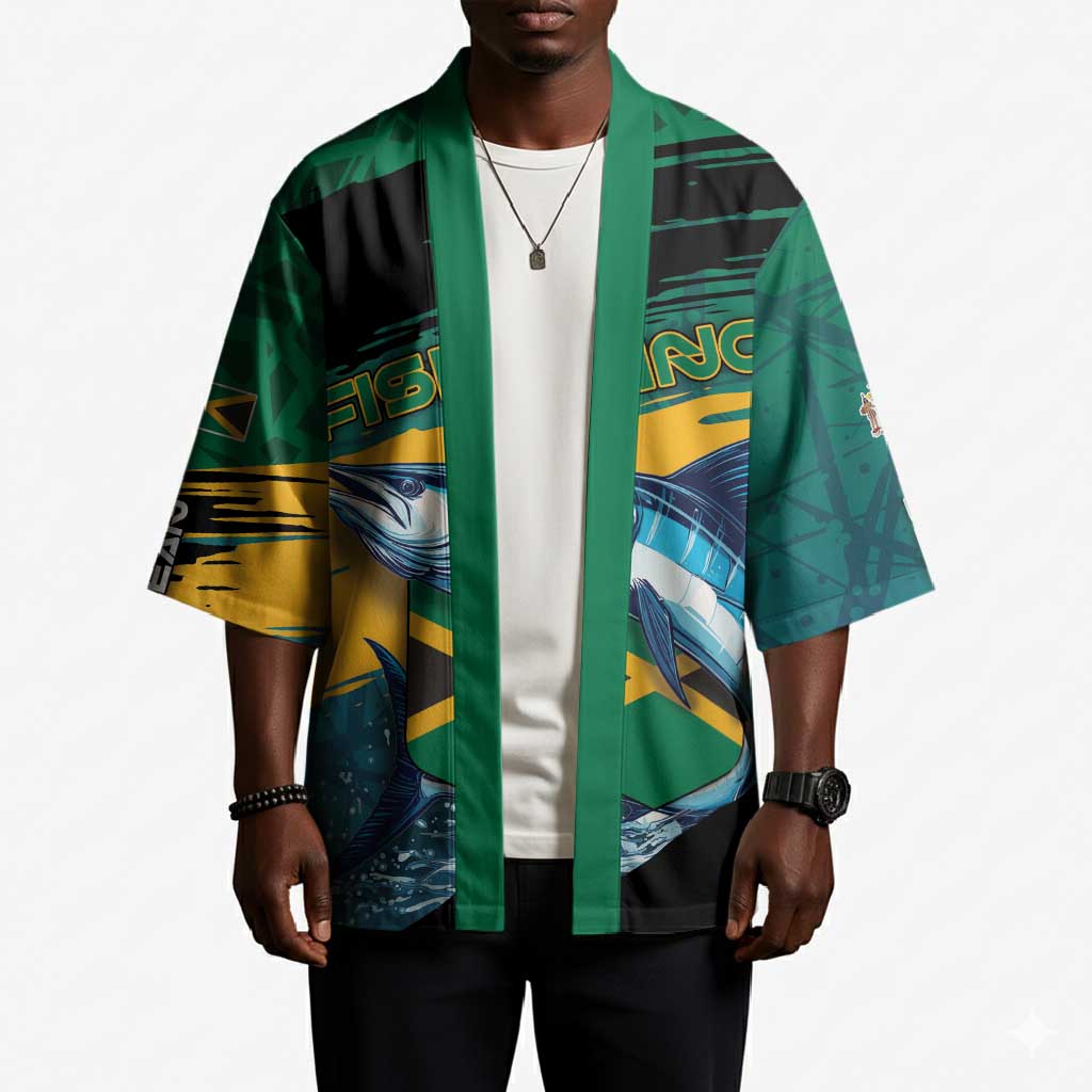 Personalized Afro-Jamaicans Fishing Kimono Blue Marlin Fish