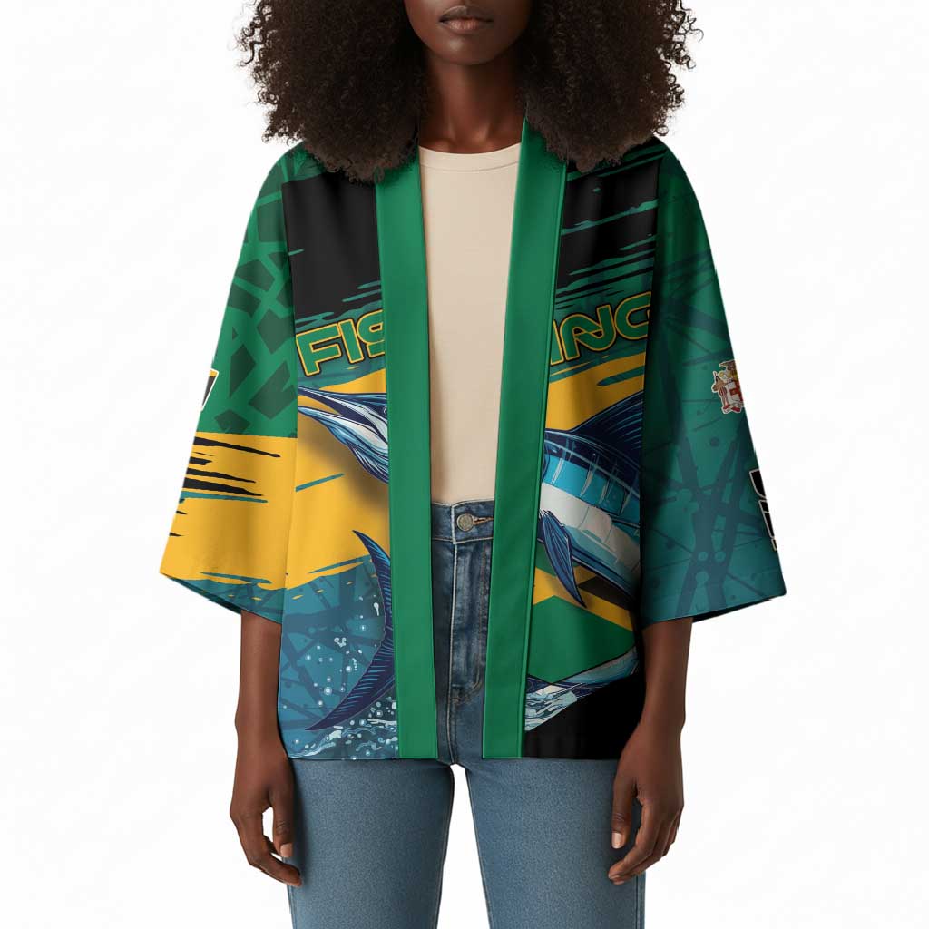Personalized Afro-Jamaicans Fishing Kimono Blue Marlin Fish