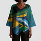 Personalized Afro-Jamaicans Fishing Kimono Sleeve Blouse Blue Marlin Fish
