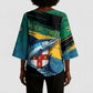 Personalized Afro-Jamaicans Fishing Kimono Sleeve Blouse Blue Marlin Fish