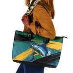 Afro-Jamaicans Fishing Leather Tote Bag Blue Marlin Fish