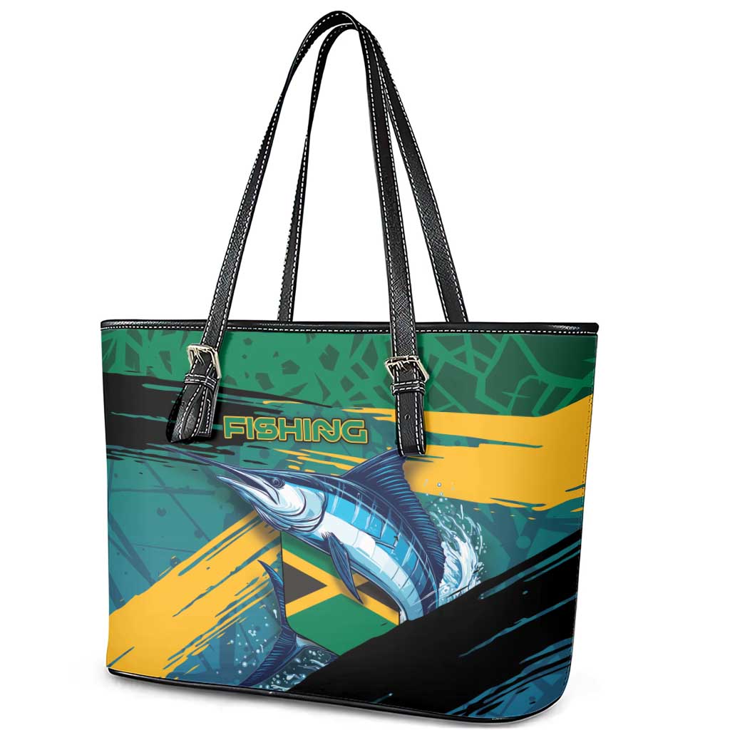 Afro-Jamaicans Fishing Leather Tote Bag Blue Marlin Fish