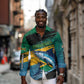 Personalized Afro-Jamaicans Fishing Long Sleeve Button Shirt Blue Marlin Fish