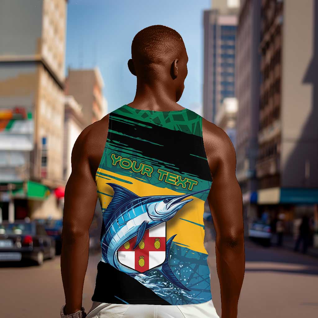 Personalized Afro-Jamaicans Fishing Men Tank Top Blue Marlin Fish