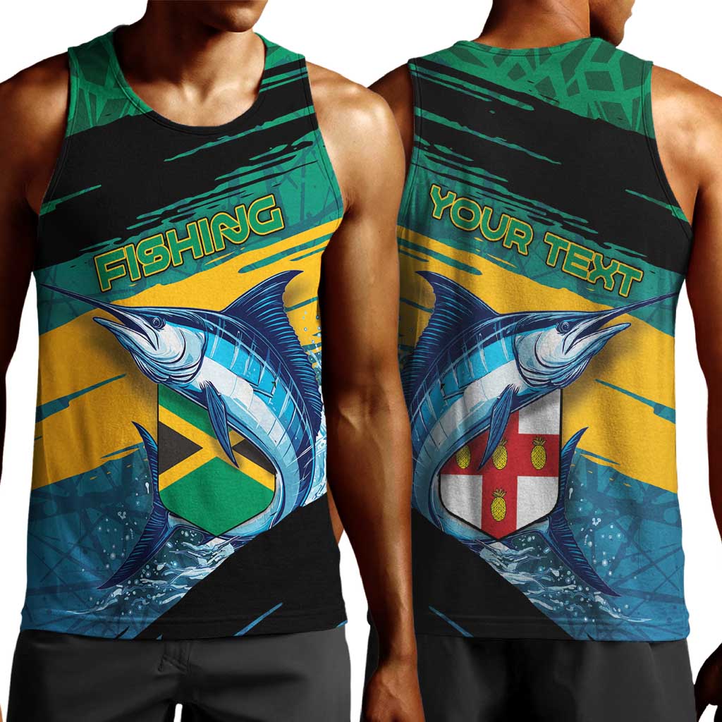Personalized Afro-Jamaicans Fishing Men Tank Top Blue Marlin Fish