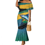 Personalized Afro-Jamaicans Fishing Mermaid Dress Blue Marlin Fish