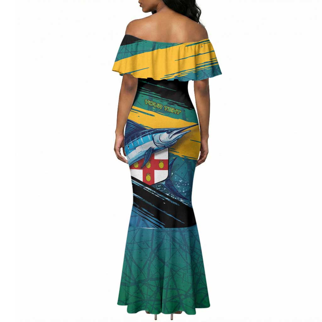 Personalized Afro-Jamaicans Fishing Mermaid Dress Blue Marlin Fish
