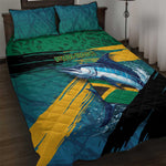 Afro-Jamaicans Fishing Quilt Bed Set Blue Marlin Fish