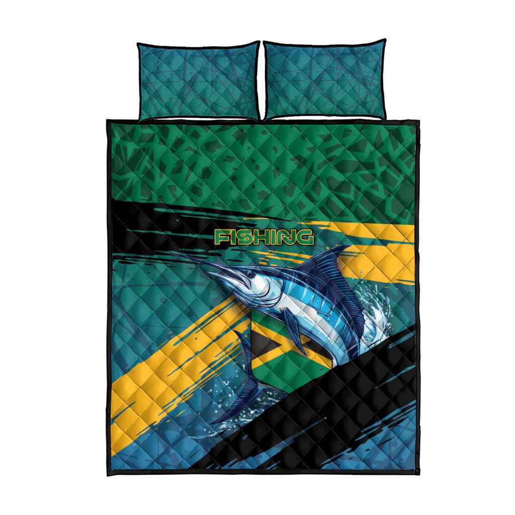 Afro-Jamaicans Fishing Quilt Bed Set Blue Marlin Fish