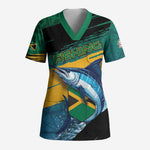 Personalized Afro-Jamaicans Fishing Scrub Top Blue Marlin Fish