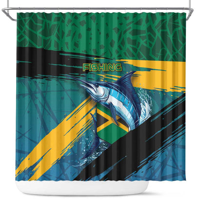 Afro-Jamaicans Fishing Shower Curtain Blue Marlin Fish