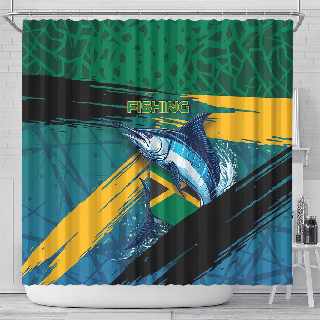 Afro-Jamaicans Fishing Shower Curtain Blue Marlin Fish