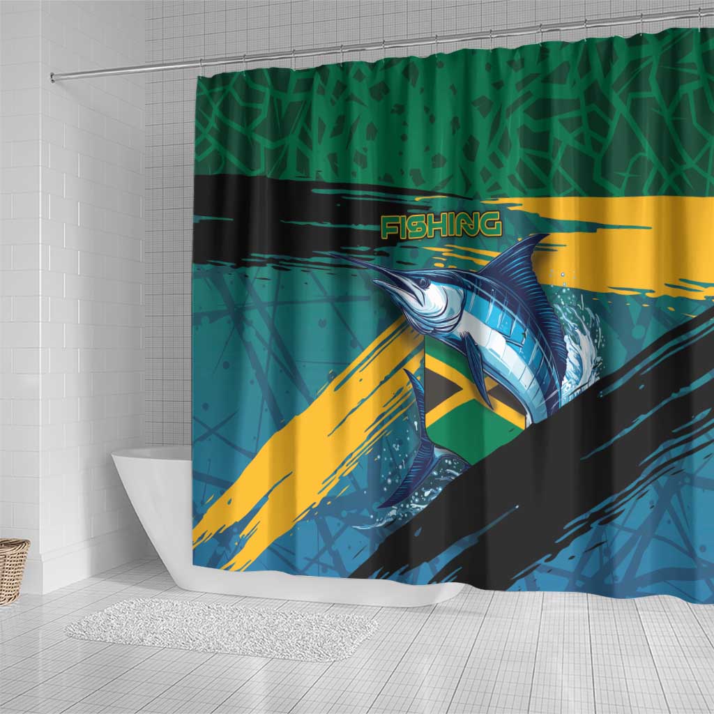 Afro-Jamaicans Fishing Shower Curtain Blue Marlin Fish