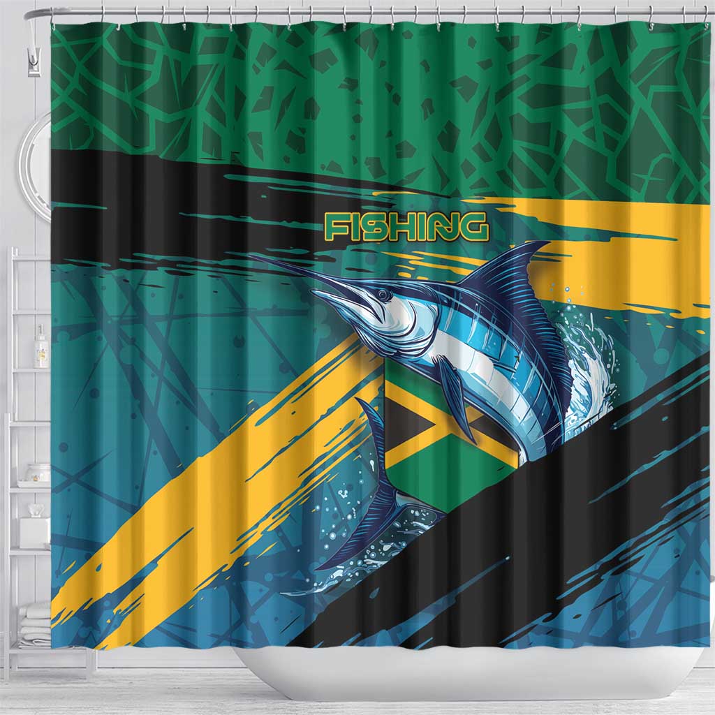 Afro-Jamaicans Fishing Shower Curtain Blue Marlin Fish