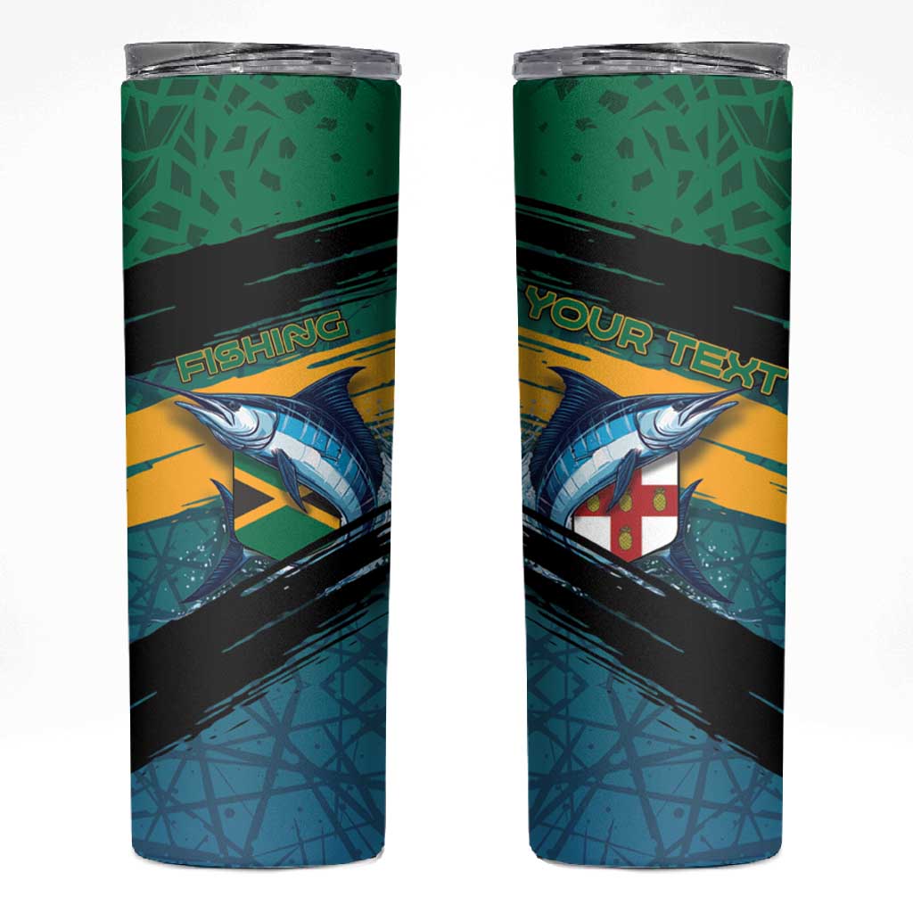 Personalized Afro-Jamaicans Fishing Skinny Tumbler Blue Marlin Fish