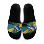 Afro-Jamaicans Fishing Slide Sandals Blue Marlin Fish