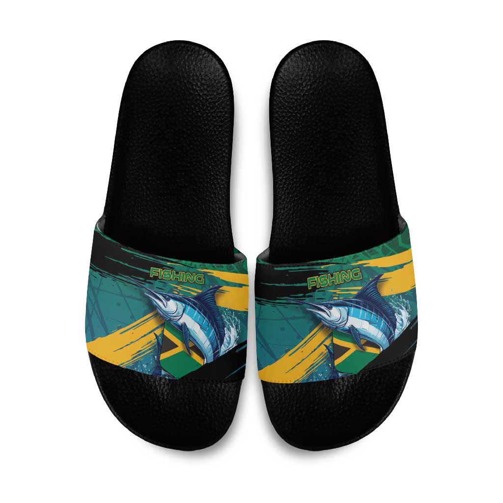 Afro-Jamaicans Fishing Slide Sandals Blue Marlin Fish