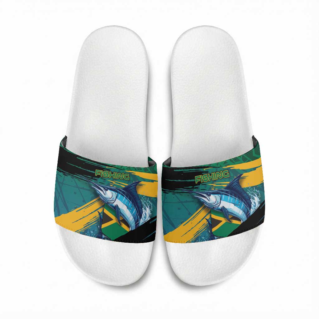 Afro-Jamaicans Fishing Slide Sandals Blue Marlin Fish