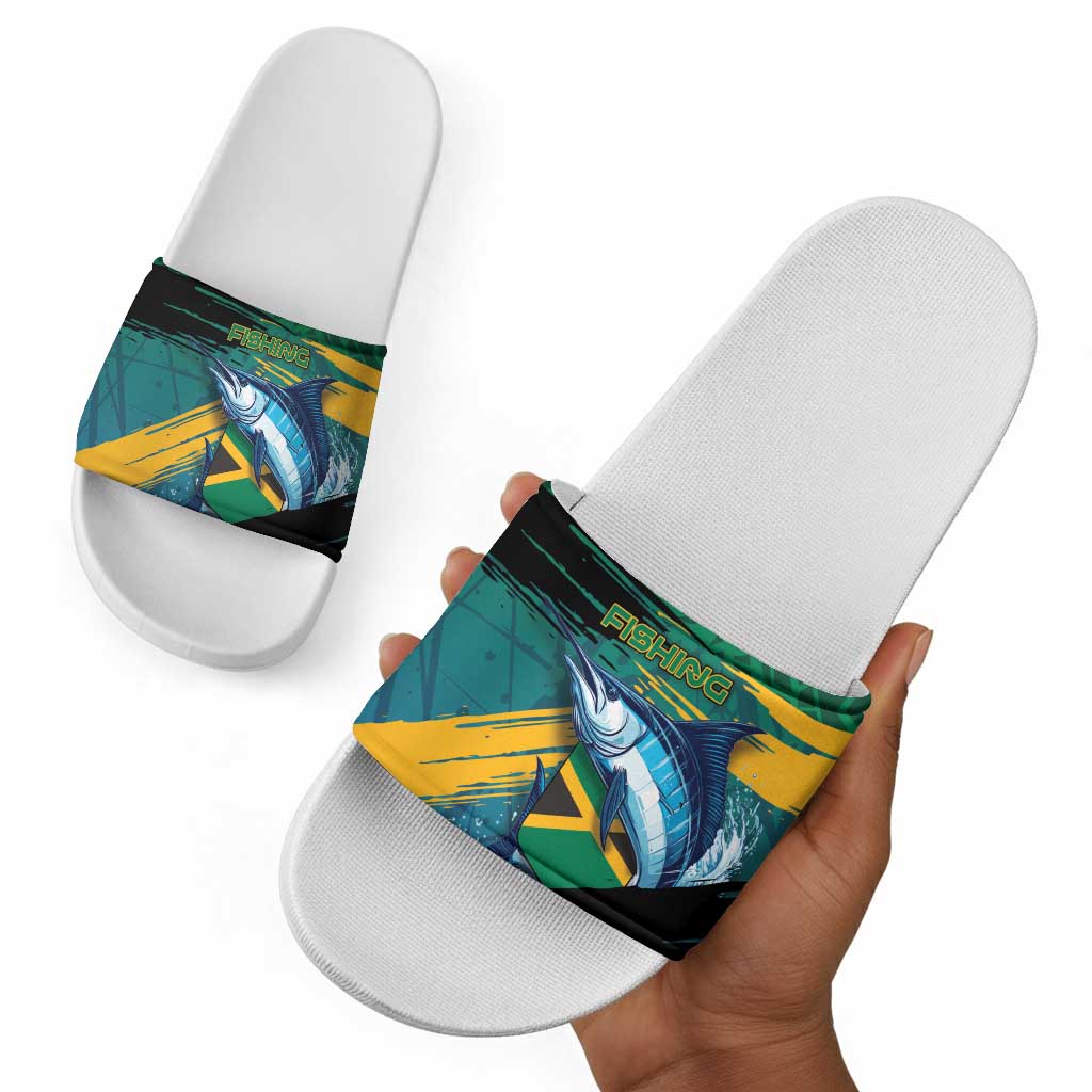 Afro-Jamaicans Fishing Slide Sandals Blue Marlin Fish