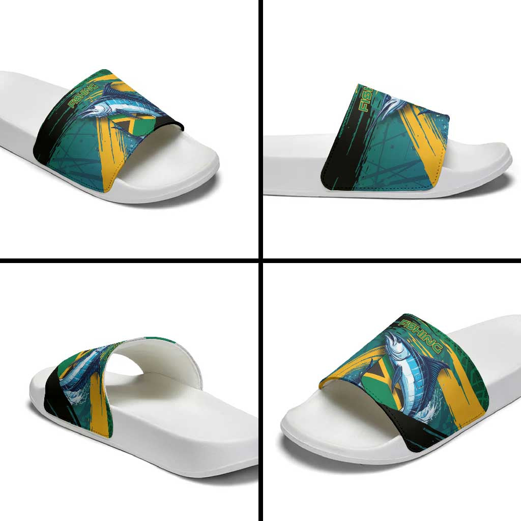 Afro-Jamaicans Fishing Slide Sandals Blue Marlin Fish