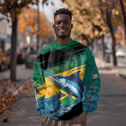 Personalized Afro-Jamaicans Fishing Sweatshirt Blue Marlin Fish