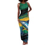 Personalized Afro-Jamaicans Fishing Tank Maxi Dress Blue Marlin Fish