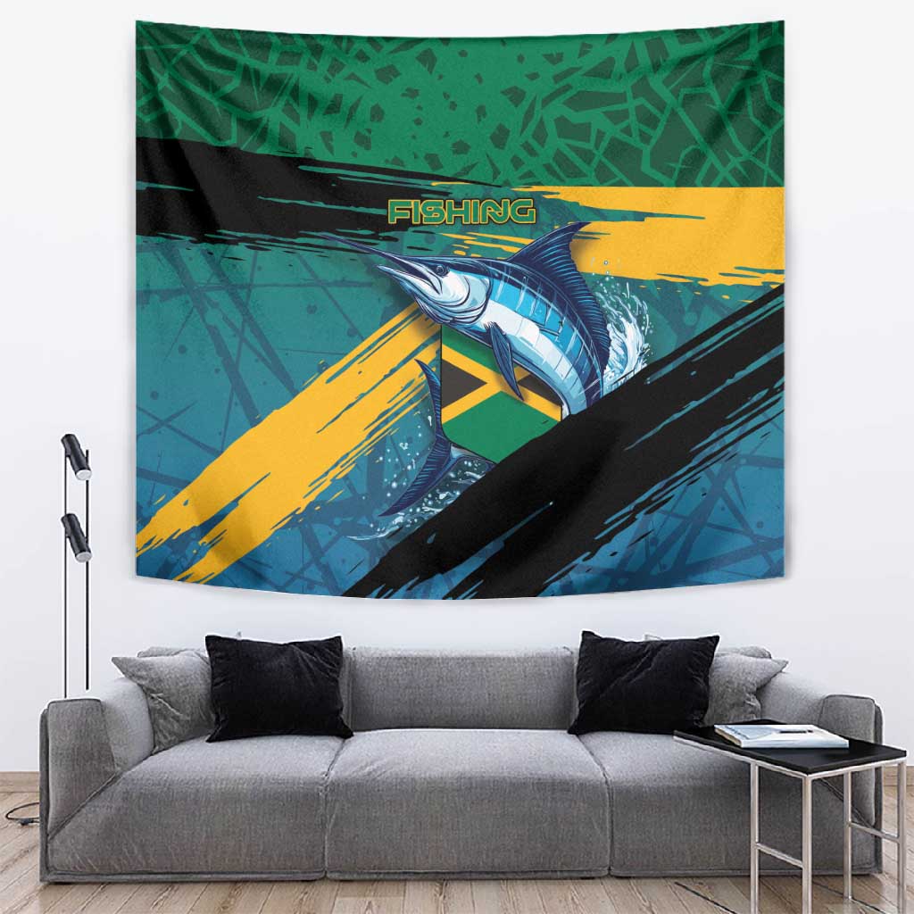 Afro-Jamaicans Fishing Tapestry Blue Marlin Fish