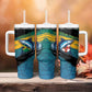 Personalized Afro-Jamaicans Fishing Tumbler With Handle Blue Marlin Fish