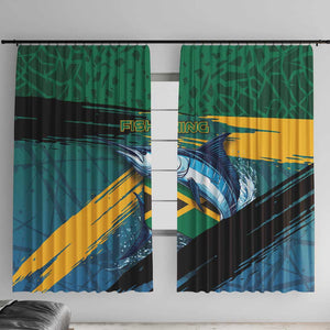 Afro-Jamaicans Fishing Window Curtain Blue Marlin Fish