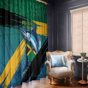 Afro-Jamaicans Fishing Window Curtain Blue Marlin Fish