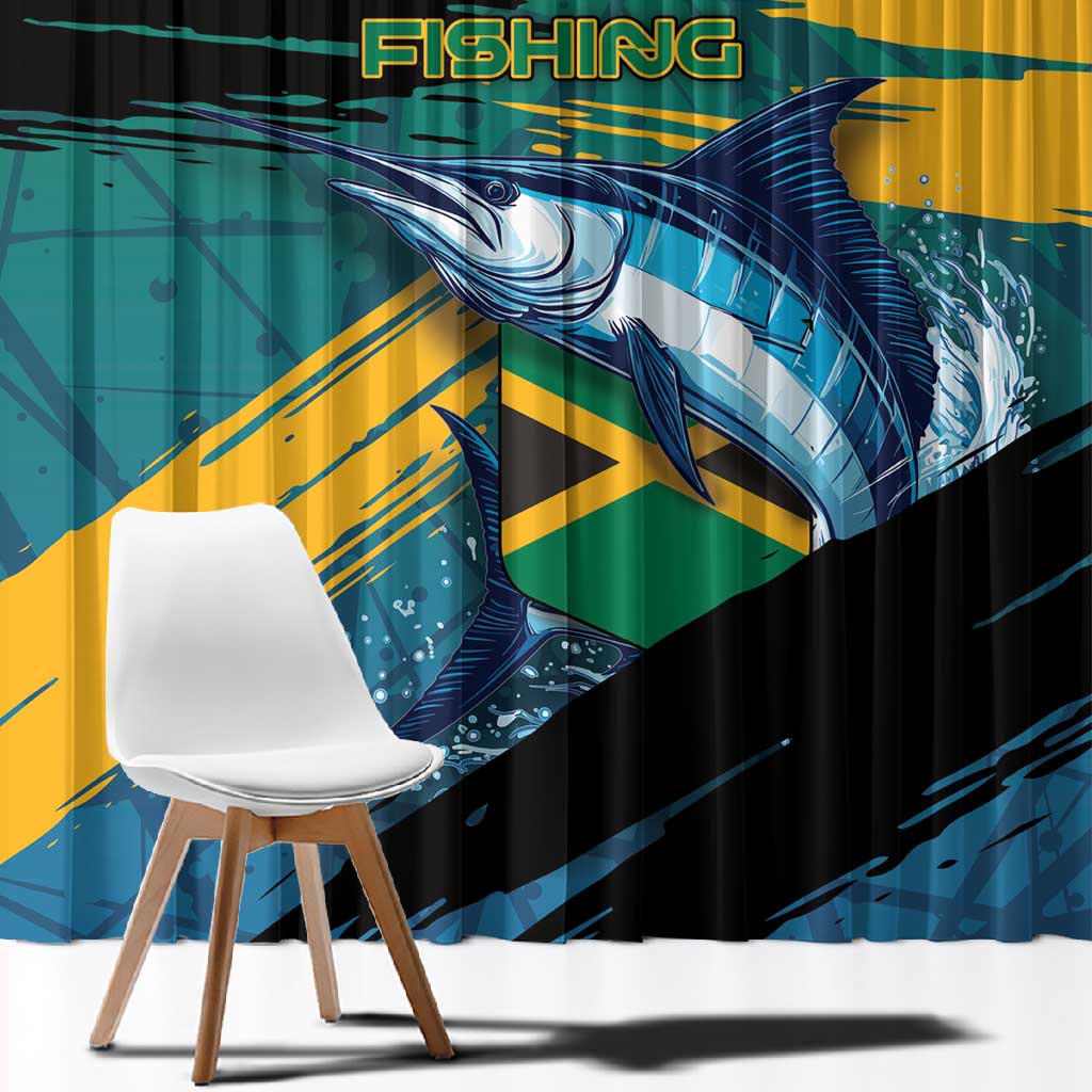 Afro-Jamaicans Fishing Window Curtain Blue Marlin Fish