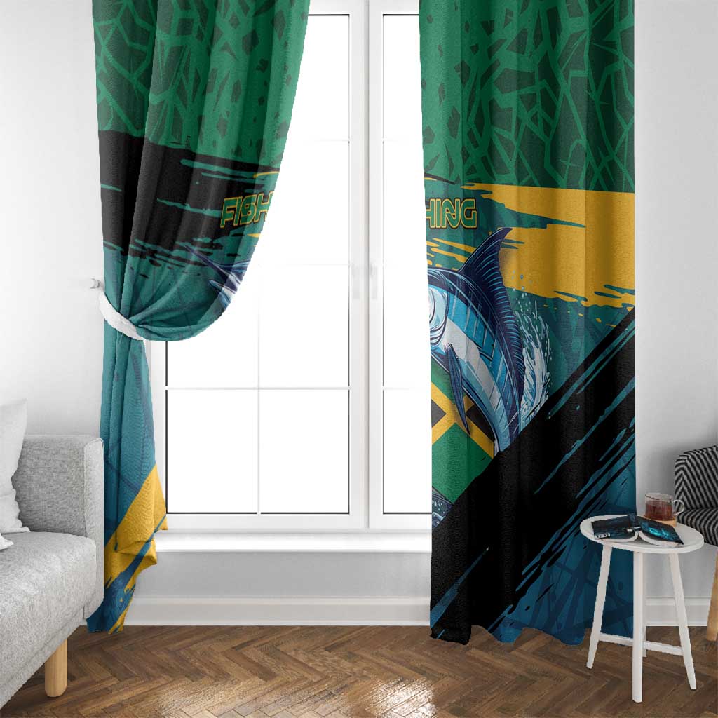Afro-Jamaicans Fishing Window Curtain Blue Marlin Fish