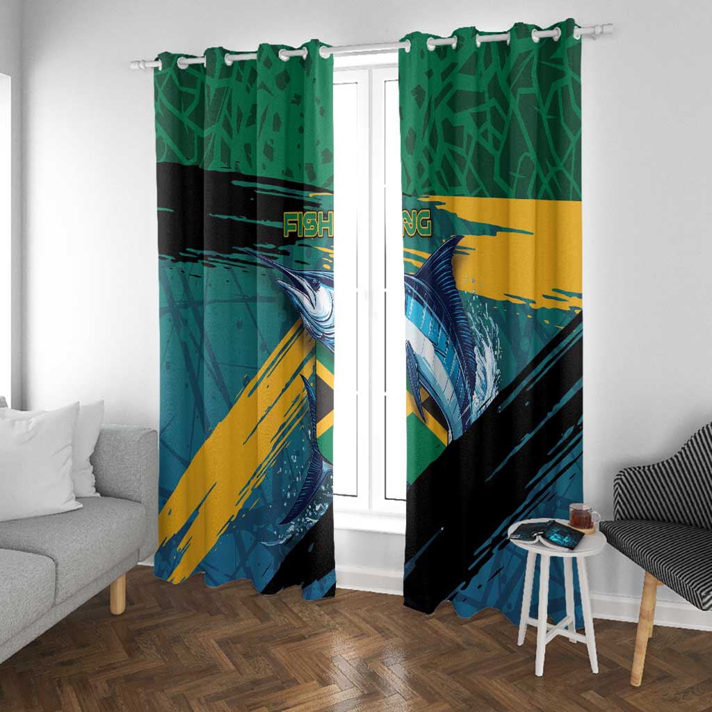 Afro-Jamaicans Fishing Window Curtain Blue Marlin Fish