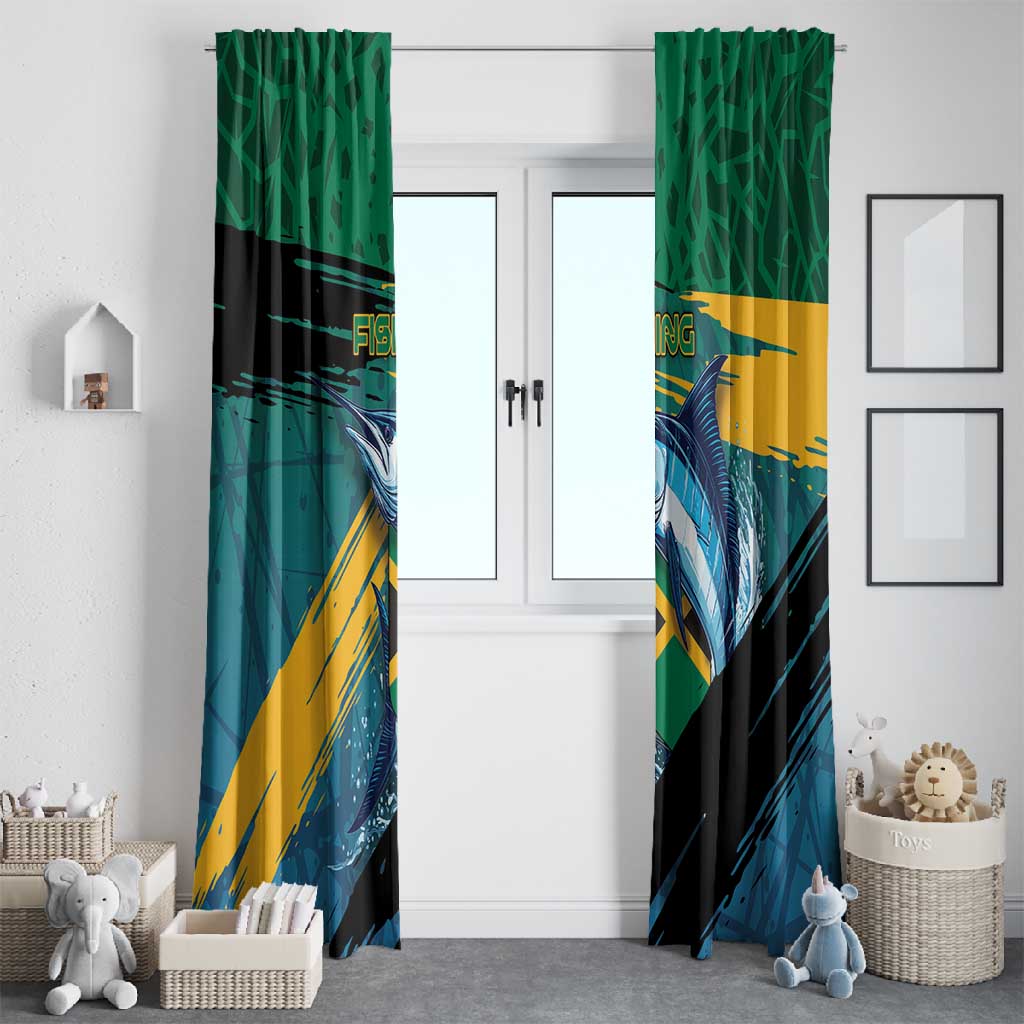 Afro-Jamaicans Fishing Window Curtain Blue Marlin Fish