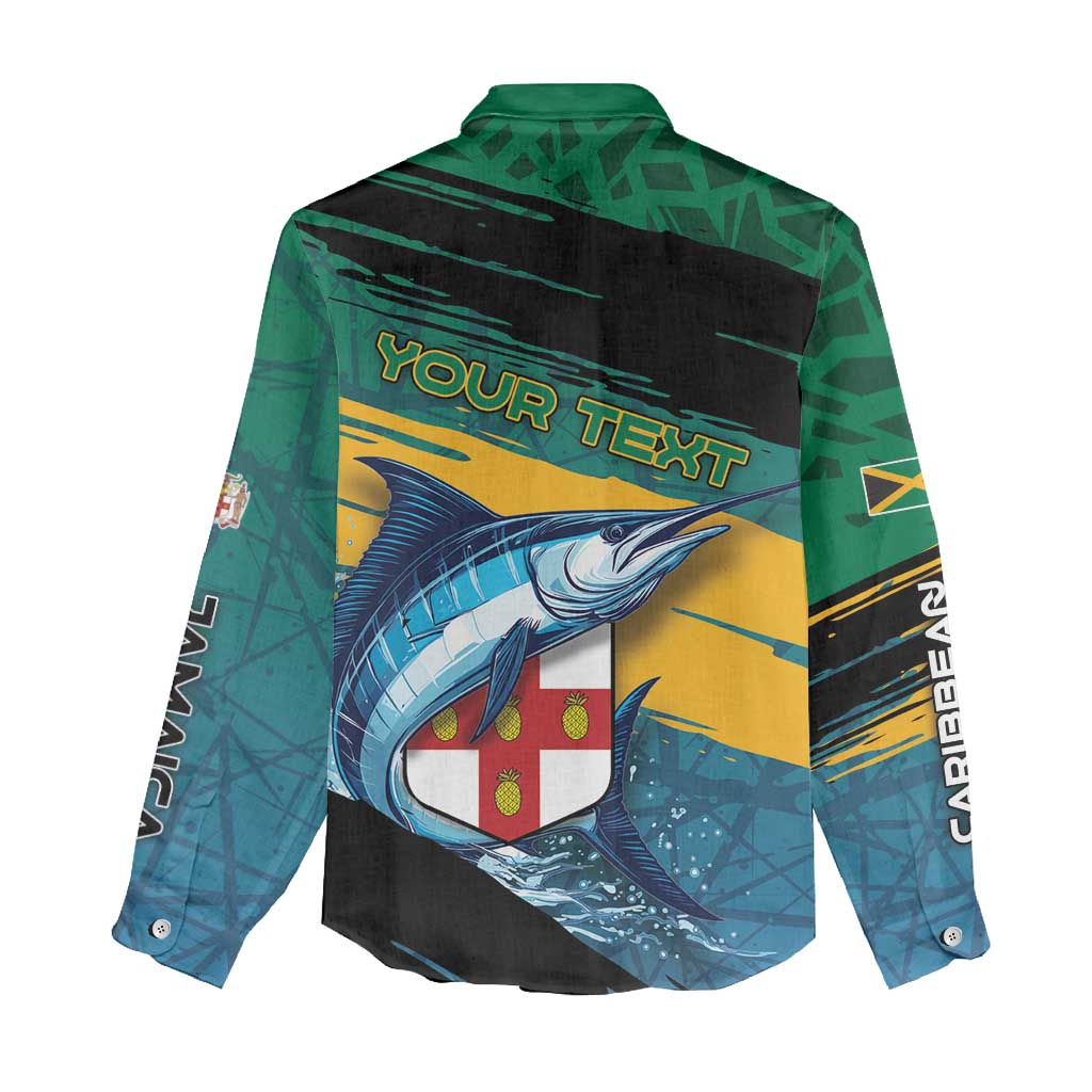 Personalized Afro-Jamaicans Fishing Women Casual Shirt Blue Marlin Fish