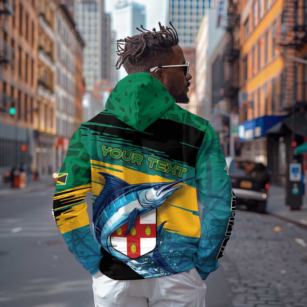 Personalized Afro-Jamaicans Fishing Zip Hoodie Blue Marlin Fish