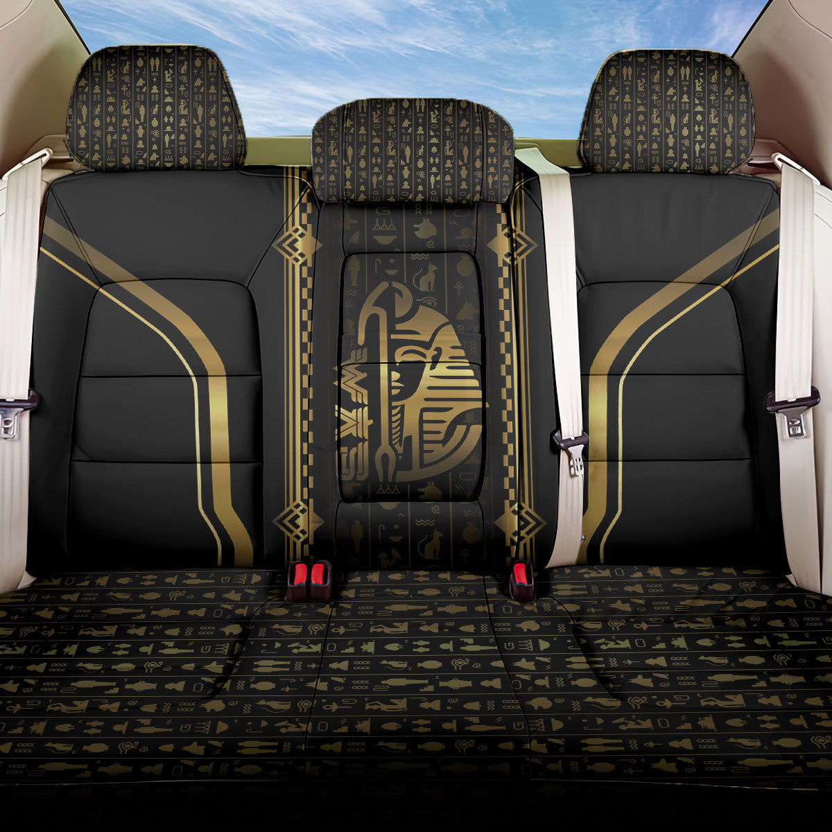 Egypt Was Sceptre Back Car Seat Cover Gold Pharaoh Patterns