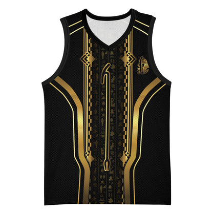 Personalized Egypt Was Sceptre Basketball Jersey Gold Pharaoh Patterns