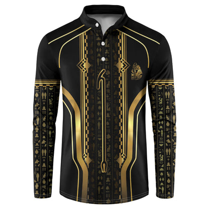 Personalized Egypt Was Sceptre Button Sweatshirt Gold Pharaoh Patterns