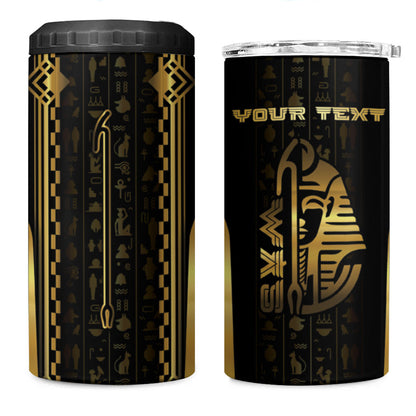 Personalized Egypt Was Sceptre 4 in 1 Can Cooler Tumbler Gold Pharaoh Patterns