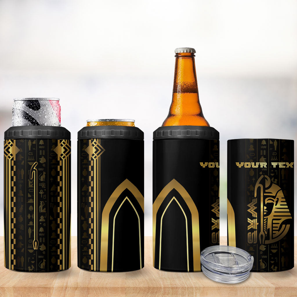 Personalized Egypt Was Sceptre 4 in 1 Can Cooler Tumbler Gold Pharaoh Patterns
