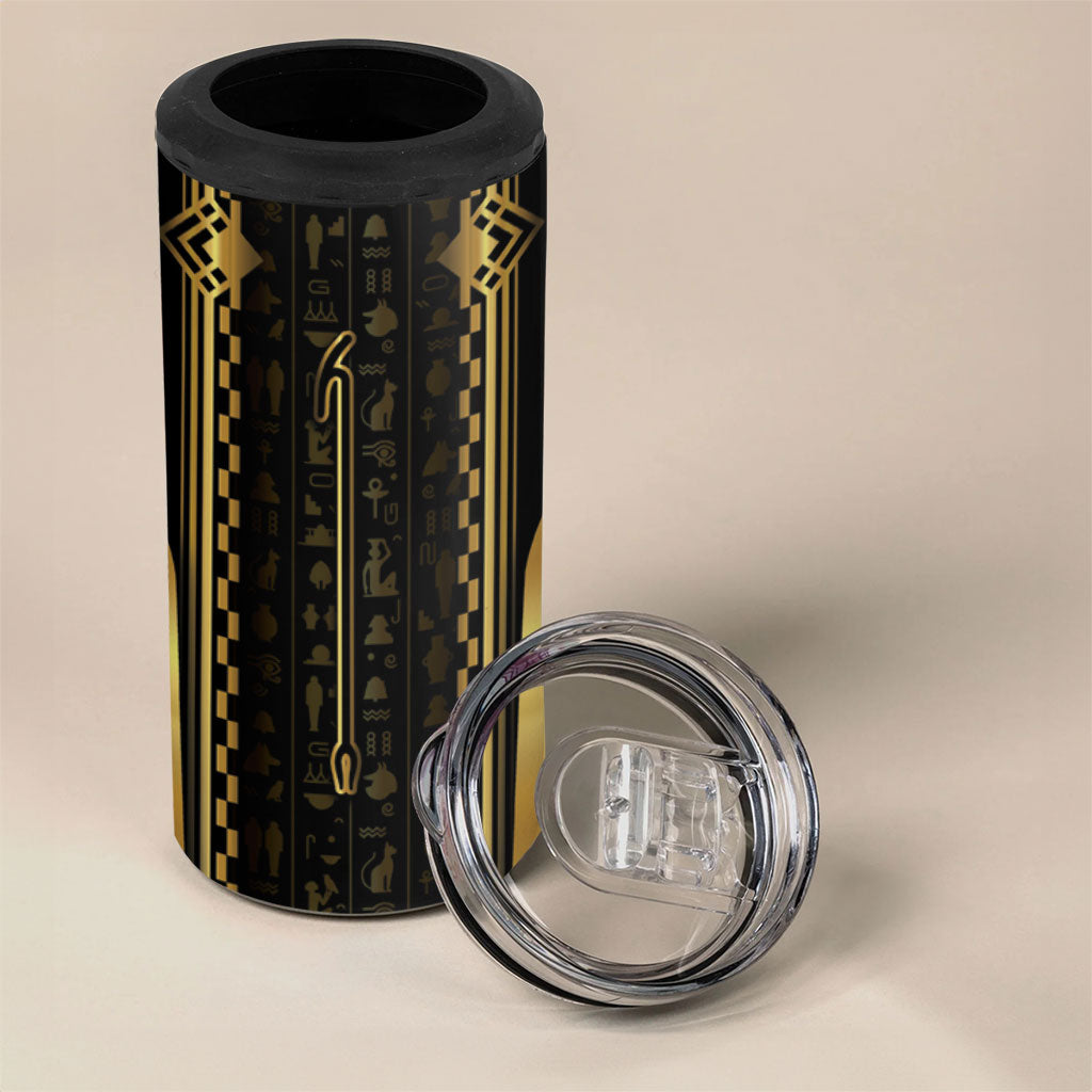 Personalized Egypt Was Sceptre 4 in 1 Can Cooler Tumbler Gold Pharaoh Patterns