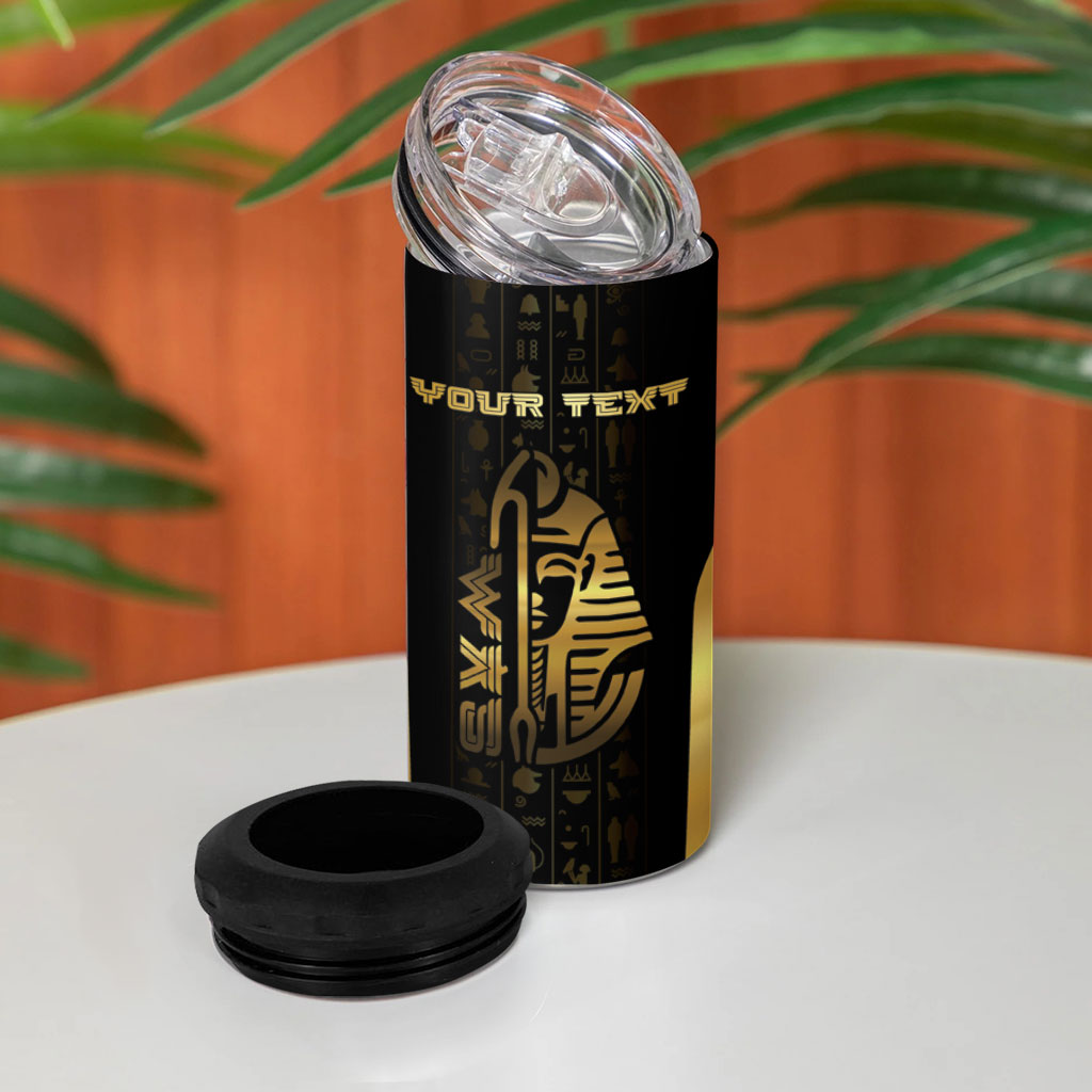Personalized Egypt Was Sceptre 4 in 1 Can Cooler Tumbler Gold Pharaoh Patterns