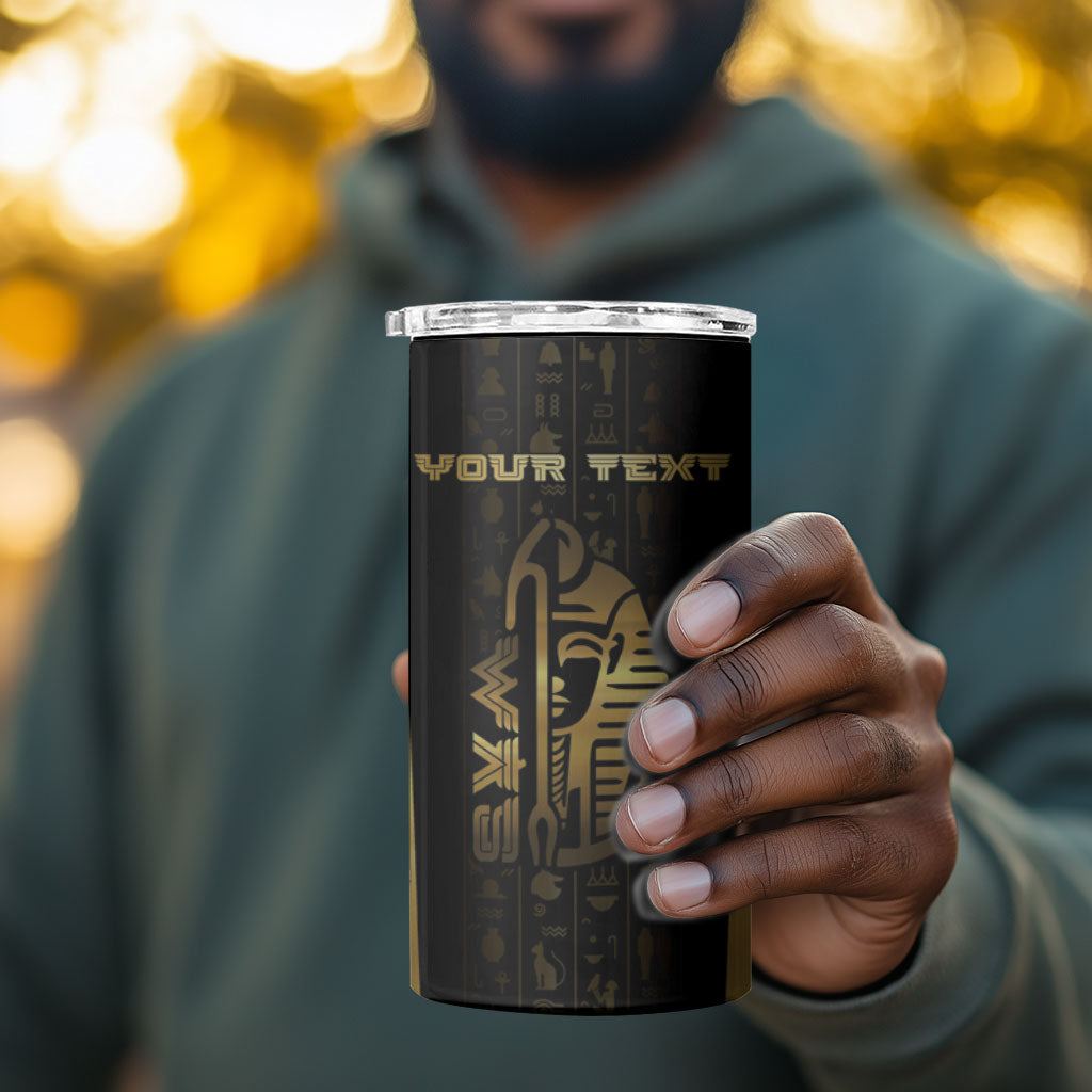 Personalized Egypt Was Sceptre 4 in 1 Can Cooler Tumbler Gold Pharaoh Patterns